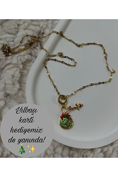 Lume Store Christmas Themed Cookie Cane Candy Detailed Charm 316L Steel Neckl...