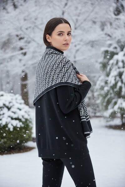 Onur Нова колекція візерункових тканин - двосторонній зимовий шарф через плечі Модний магазин