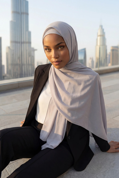 Aisha's Design Set dublu șal creponat și bonete din bumbac pieptănat, PS-50, gri