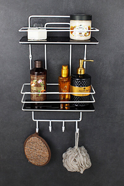 HIMYHOME Полимерна кристална рафт Икономичен органайзер за баня Двойна бяла т...