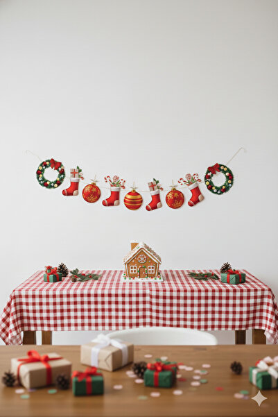 Deniz Party Store Yılbaşı Dekoratif Banner Kağıt Çelenk Duvar Süsü ( Tek Tarafı Baskılıdır )