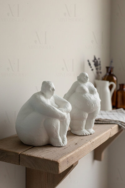 mindsoho Vernikli 2'li Mini Dekoratif Tombul Kadın Obje, Heykel, Biblo | 11-10CM