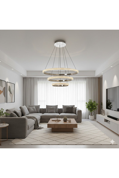 Özcan Aydınlatma 2734-3A-24 Cipale 3'lü Sarkıt 40+60+80cm (Kumandalı Sistem) ...