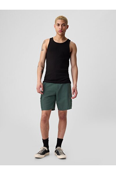 GAP Erkek Yeşil 8" Keten Karışımlı Kargo Şort