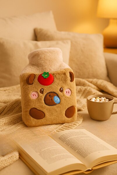 YOYOSO Hot Water Bag with Cute Capybara Figure Beige 800ml