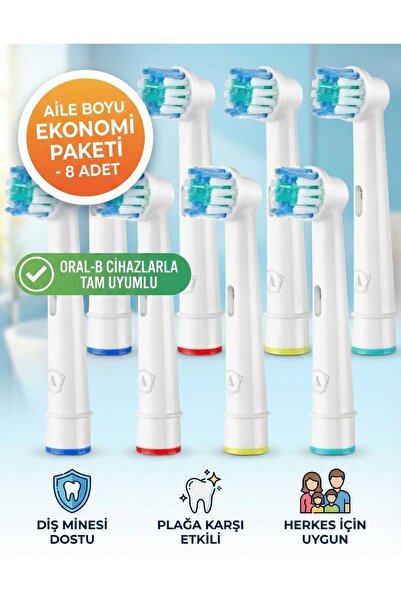 LOVYCO Oral B Braun Ile Uyumlu Elektrikli Yedek Diş Fırçası Başlıkları 8 Adet