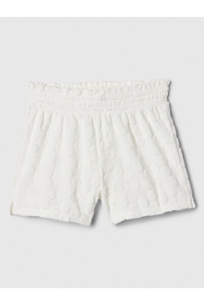 GAP Kız Çocuk Kırık Beyaz Fırfırlı Havlu Kumaş Pull-On Şort