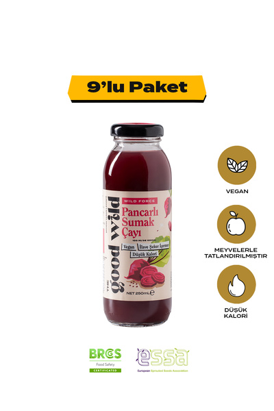 THE GOOD WİLD Pancarlı Sumak Çayı | Fermante Nohut Suyu | Limon Suyu | Soğuk Çay | 250 ml (9 Adet)