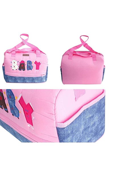 bebegen حقيبة أطفال منقوشة باللون الوردي الفاتح