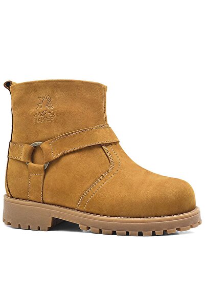 Rakerplus Παιδικές μπότες Unisex με κίτρινο φερμουάρ Chiron από γνήσιο δέρμα