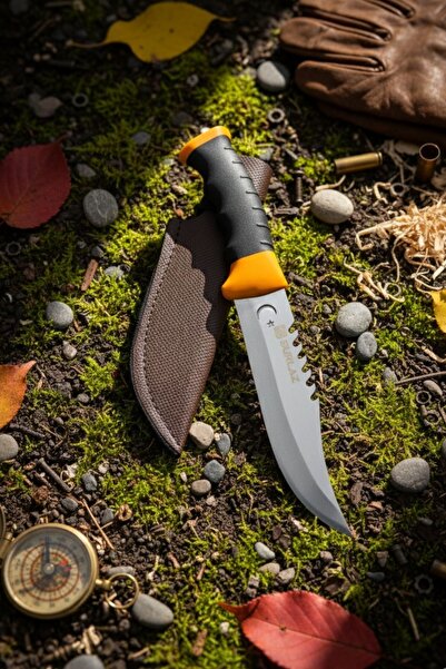 SürLaz El Yapımı İsme Özel Kamp Çakısı 4116 Paslanmaz Çelik 22 cm. Deri Kılıflı