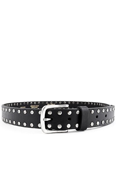 Rakerplus Curea pentru fetiță din piele de bivol autentică cu detalii metalice negre