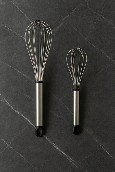 BEYZANA Paslanmaz Çelik 2’Li Çırpıcı Seti Pratik Yumurta Sos Karıştırıcı Çırpma Teli