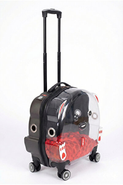 Lepus Şeffaf Tekerlekli Kedi Köpek Taşıma Valizi Çekçekli Büyük Model