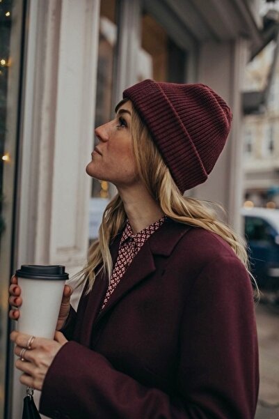 keisy Örme Pamuklu Unisex Bere (Bordo)