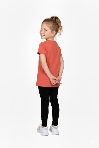 Ropi 100% Cotton Cookie Patterned Girls' Summer T-Shirt and Leggings Set