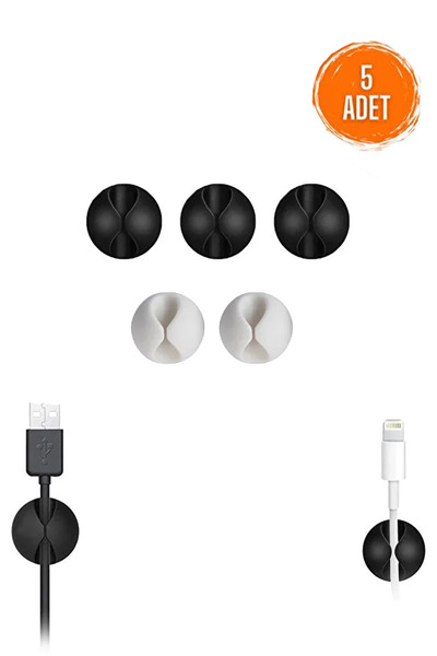 Otaru Kablo Düzenleyici 5 Adet Yapışkanlı Klips Şarj Kulaklık Bilgisayar Elek...