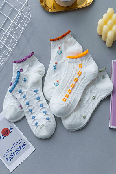ÇORAP GROSS Kadın Soft 5'Li Set Patik Çorap Lale Desenli