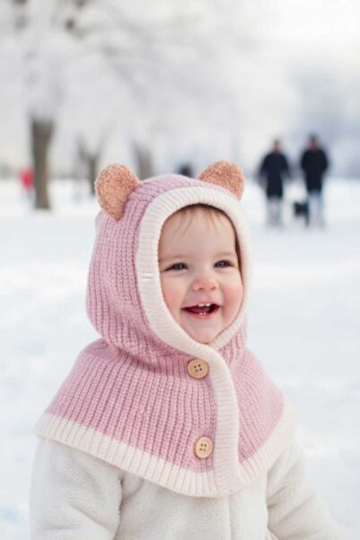 Aware Time 0-12 Ay Kız ve Erkek Çocuk Figürlü İçi Polarlı Kar Maskesi