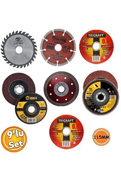 Depolife Ahşap Metal Mermer Granit Seramik kesici disk Seti Kesme Zımparalama Daire Disk Bıcak 115mm ispirel