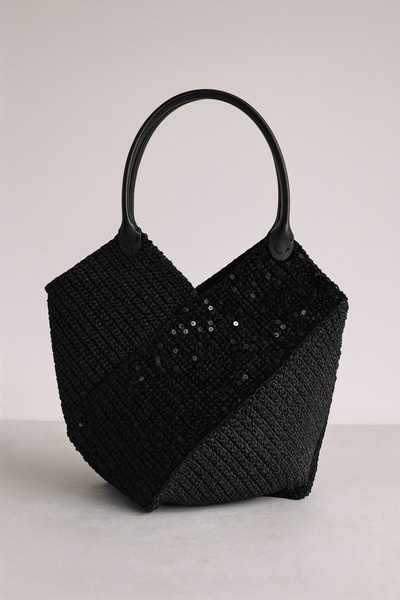 Gülcan Tuhafiye Pullu Çanta Kağıt İp Çanta Hasır El Emeği Çanta Örgü Çanta Pullu İp Çanta