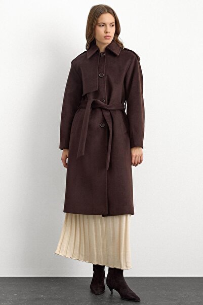 Olcay Premium-Mantel mit Hemdkragen und Punto-Nähten, BRAUN 3125