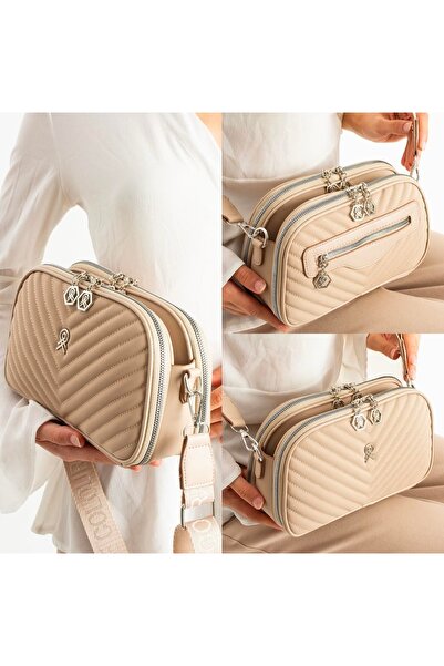 Tuel 4 Bölmeli Şık Omuz& Çapraz Askılı Kartlık Hediyeli Kadın Çanta