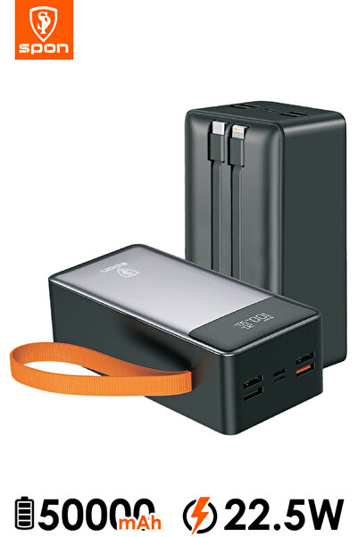 Spon بنك طاقة 50000 مللي أمبير مع شاحن iPhone مدمج وشاحن Type-C