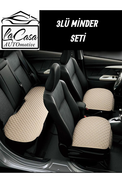 la casa Husă de scaun auto LaCasa de lux, ergonomică, ortopedică, jacquard, matlasată (set de 3) CREAM