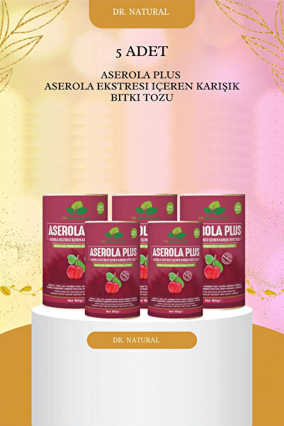 DRNATURAL 5 Adet Aserola Plus Acerola Ekstresi Içeren Karışık Bitki Tozu 150 Gr.