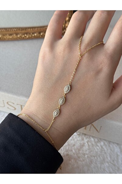 LEROSY CO. خاتم ثلاثي الأحجار من الفولاذ المقاوم للصدأ مطلي بالذهب