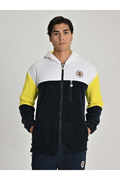 Fenerbahçe S.K. 25/26 Tribün Üç Renkli Polar Erkek Sweatshirt BEYAZ