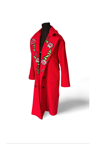MDY-marketplace Red wool coat with roses