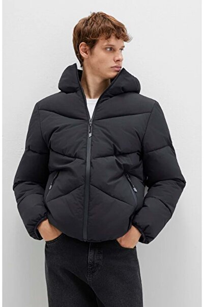 Mavi 0110360 Inflatable Coat Hooded Men's Coat Black