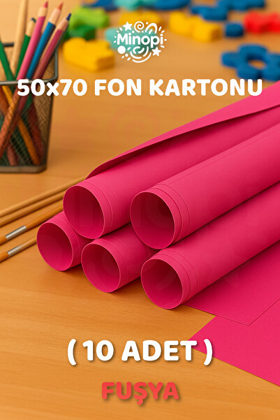 Minopi Fuşya - Koyu Pembe Fon Kartonu 50x70 cm 10'lu Paket Renkli Fon Kartonu