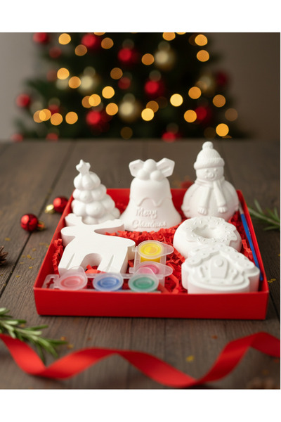 BalibeeCandle Hediyelik Özel Kutusunda Yılbaşı Taş Boyama Seti - Geyik,Kardan...