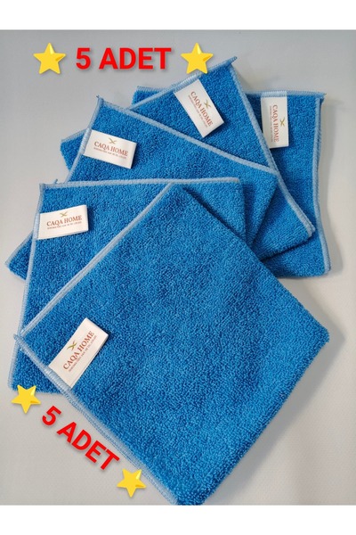 CAQA HOME 5'li Mavi 40x40 Cm Mikrofiber Mutfak Ve Genel Temizlik Bezi, Mikro ...