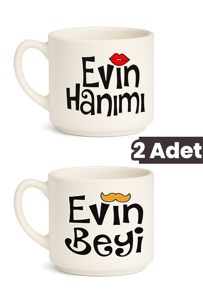 MODERN TASARI Mug Dear Decorated Series'Housewife-Husband' 2 Pieces