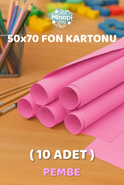 Minopi Açık Pembe Fon Kartonu 50x70 cm 10'lu Paket Renkli Fon Kartonu