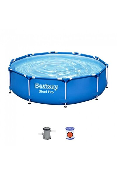 BESTWAY Piscina structura metalica, rotunda, cu pompa filtrare, albastru, 305x76 cm, Steel Pro