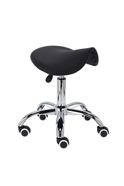 Cosmeticos Scaun cosmetic pentru coafor | scaun tip șa | bază metalică - negru