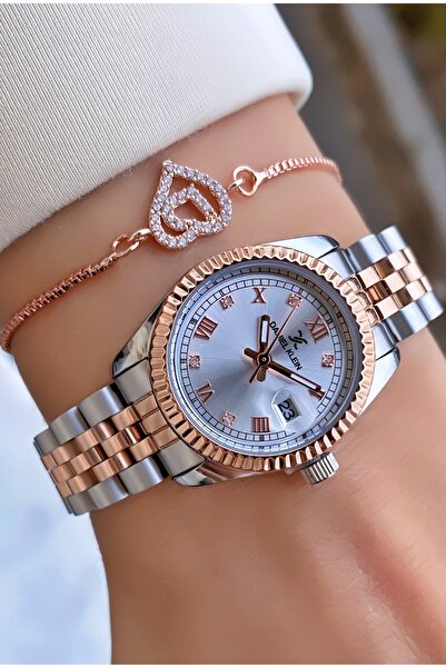 Daniel Klein Rose-Gümüş Kadın Kol Saati ve Sonsuzluk Bileklik Seti | Çelik Ko...