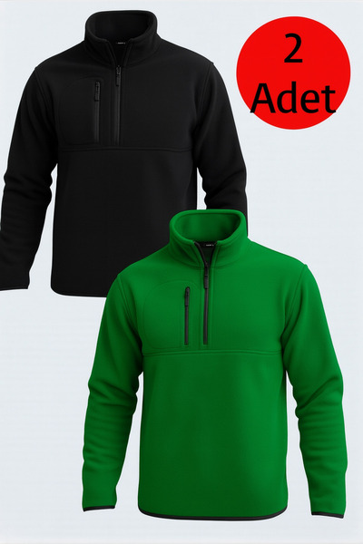 OTAKU قطعتان من سترة الصوف للرجال مع جيب بسحاب نصفي