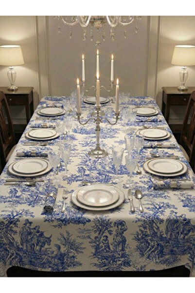 shopshop Navy Blue British French Peasants Patterned Rustic Vintage Decorativ...