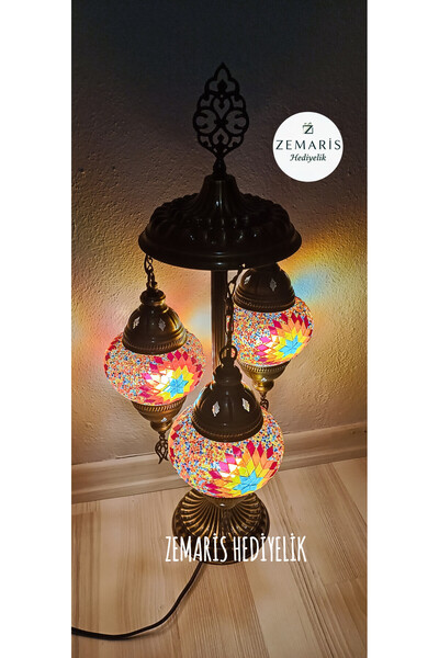 ARİS HEDİYELİK El Yapımı Otantik Mozaik Minik Lambader 3 Lü