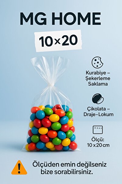 VENON 50 Adet 🎄Şeffaf Parlak 💓Bantsız💓 Jelatin Poşet 10x20 Cm Kurabiye Aks...