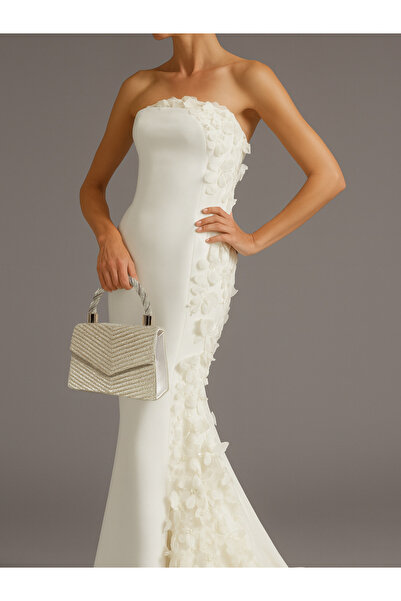 NAZART Women's Stone Pearl Evening Dress Clutch Chain Strap Handheld Wedding Engagement Evening Bag