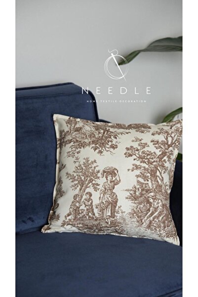 needle home textile .decoration RUSTİCANA KAHVE KIRLENT KILIFI