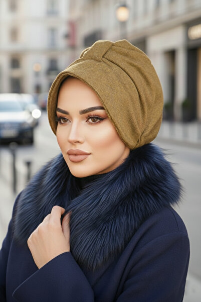 Aişe tesettür الخردل مزيج مخيط قبعة بونيه