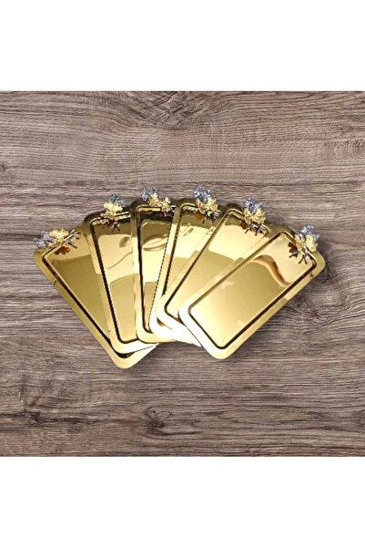 kumsal home züccaciye LÜX 6 LI KELEBEKLİ BATON KAHVE SÖZ NİŞAN DEKORATİF VE ÇOK AMAÇLI SUNUM TEPSİ